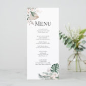 Carte de Menu de Mariage Bohème Tropical Orchidée  (Debout devant)
