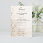 Carte de menu de mariage botanique élégant (Debout devant)