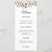 Carte de Menu de Mariage Botanique Fleur de Anémon (Devant)