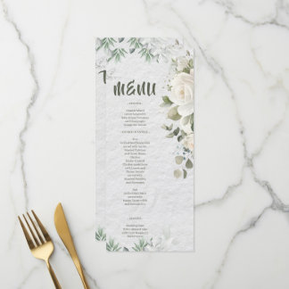 Carte de Menu de Mariage Botanique Pastel Romantiq
