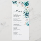 Carte de Menu de Mariage Botanique Sarcelle (Devant)