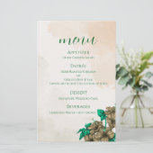 Carte de menu de mariage botanique vert (Debout devant)