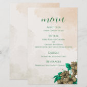 Carte de menu de mariage botanique vert (Devant / Derrière)