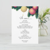 Carte de Menu de Mariage Boules de Noël (Debout devant)