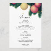 Carte de Menu de Mariage Boules de Noël (Devant)