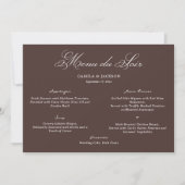 Carte de Menu de Mariage Brun Victorien (Devant)