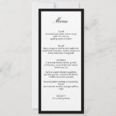 Carte de menu de mariage calligraphiée chic minima (Devant)