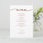 Carte de menu de mariage calligraphiée chic pour a (Debout devant)