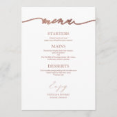 Carte de menu de mariage calligraphiée chic pour a (Devant)