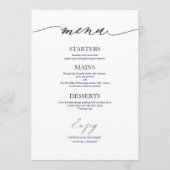 Carte de menu de mariage calligraphiée chic pour a (Devant)
