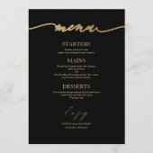 Carte de menu de mariage calligraphiée chic pour a (Devant)