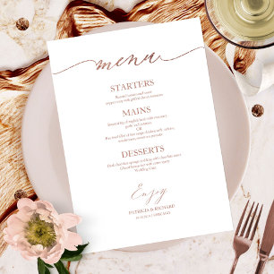 Carte de menu de mariage calligraphiée chic pour a