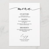 Carte de menu de mariage calligraphiée chic pour a (Devant)
