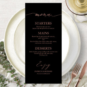 Carte de menu de mariage calligraphiée élégante 4x