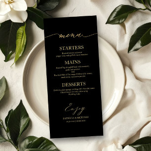 Carte de menu de mariage calligraphiée élégante 4x