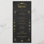 Carte de Menu de Mariage Céleste Gothique Noir et (Devant)