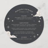 Carte de menu de mariage céleste Lune et Étoiles G (Devant)