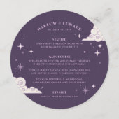 Carte de menu de mariage céleste Lune et Étoiles V (Devant)