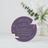Carte de menu de mariage céleste Lune et Étoiles V (Debout devant)