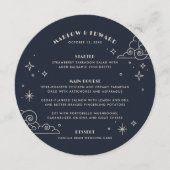 Carte de menu de mariage céleste Navy Moon & Stars (Devant)