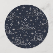 Carte de menu de mariage céleste Navy Moon & Stars (Dos)