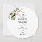 Carte de Menu de Mariage Cercle de Verdure Dorée (Devant)