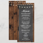 Carte de menu de mariage champêtre en bois et crai (Devant / Derrière)