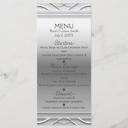 Carte de menu de mariage chic élégant simple en ar (Devant)