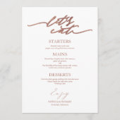 Carte de menu de mariage chic pour assiette 'Mange (Devant)