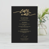 Carte de menu de mariage chic pour assiette 'Mange (Debout devant)