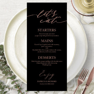 Carte de menu de mariage chic pour assiette 'Mange