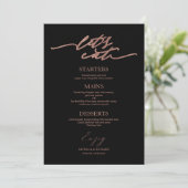 Carte de menu de mariage chic pour assiette 'Mange (Debout devant)