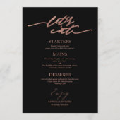 Carte de menu de mariage chic pour assiette 'Mange (Devant)