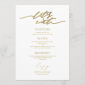 Carte de menu de mariage chic pour assiette 'Mange (Devant)