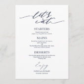 Carte de menu de mariage chic pour assiette 'Mange (Devant)