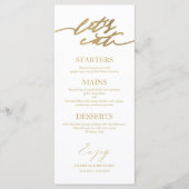 Carte de menu de mariage chic pour assiette 'Mange (Devant)