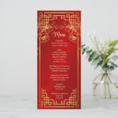 Carte de menu de mariage chinois à fleurs de ceris (Debout devant)