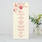 Carte de menu de mariage chinois Magnolia bilingue (Debout devant)
