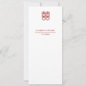 Carte de menu de mariage chinois moderne (Dos)