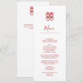 Carte de menu de mariage chinois moderne (Devant / Derrière)