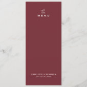 Carte de menu de mariage classique chic minimalist (Dos)