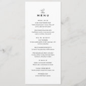 Carte de menu de mariage classique chic minimalist (Devant)