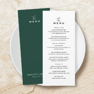 Carte de menu de mariage classique chic minimalist