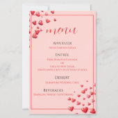 Carte de menu de mariage Cœurs Rouges (Devant)
