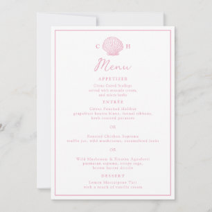 Carte de menu de mariage Coquillage Rose Pâle