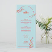 Carte de menu de mariage côtier bleu glace (Debout devant)