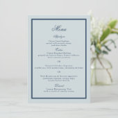 Carte de menu de mariage côtier bleu poussiéreux c (Debout devant)