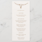 Carte de menu de mariage crâne de vache Boho déser (Devant)