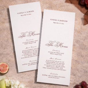 Carte de Menu de Mariage Crème Victorienne et Bour