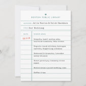 Carte de menu de mariage de bibliothèque ancienne  (Devant)